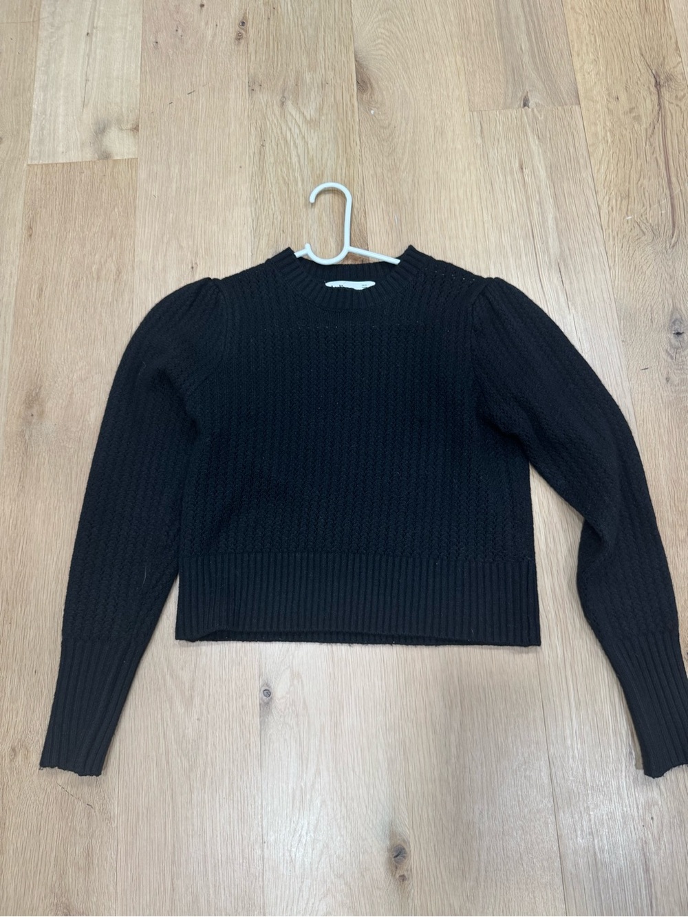 Elodie Black Textured Knit Crewneck Sweater